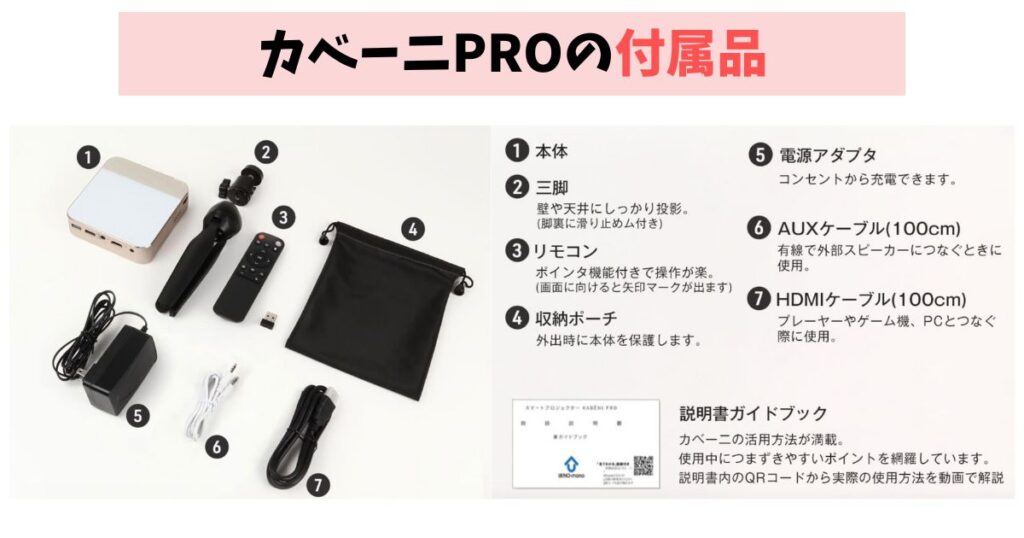 カベーニPROの付属品